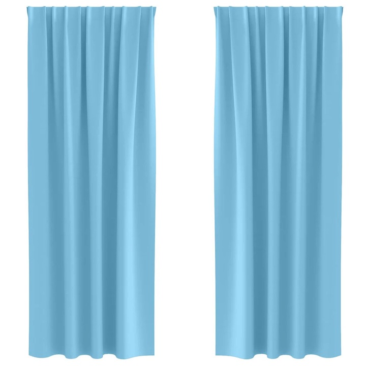 Завеси за затъмняване с пръстени 2 pcs vidaXL, Светло синьо