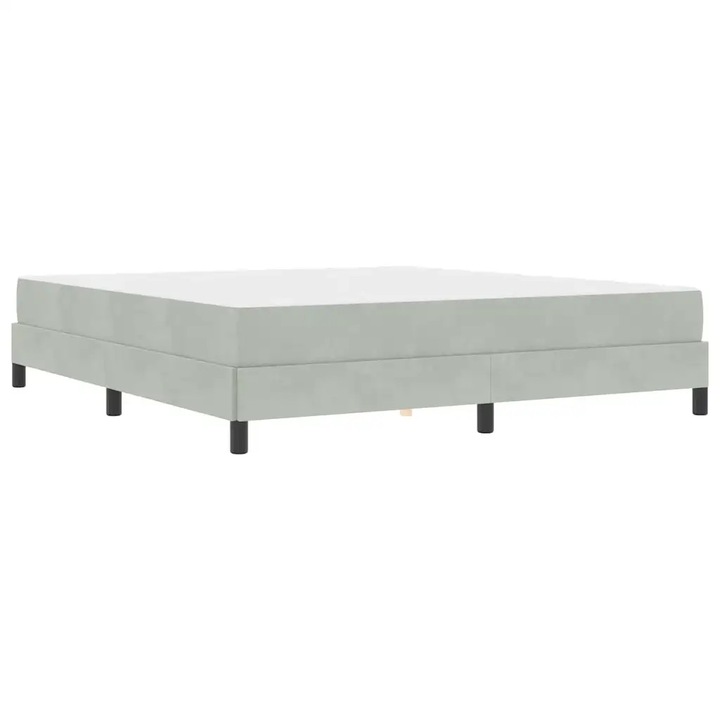 Pat continental VidaXL cu saltea multizonala, gri deschis, 180x200cm, set complet