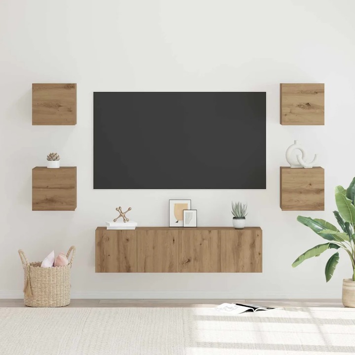 Set comode VidaXL, 6 piese, 60x30x30cm, aspect stejar, design rustic
