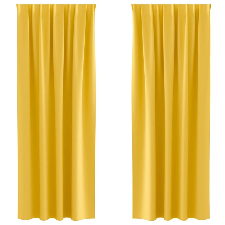 Завеси за затъмняване с пръстени 2 pcs vidaXL, Горчично жълто