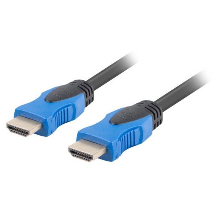 Lanberg HDMI összekötő kábel 0.5m fekete-kék (CA-HDMI-20CU-0005-BK) (CA-HDMI-20CU-0005-BK)