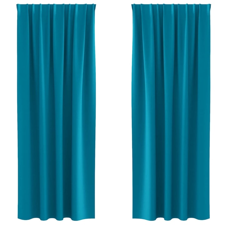 vidaXL Fekete Függöny Gyűrűkkel 2 pcs Türkiz 225 x 140 cm Poliészter 4107530
