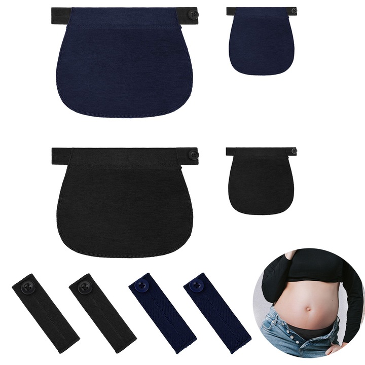 Set de 8 extensii pentru talie, TREXORA, ajustabile, reutilizabile, negru si albastru