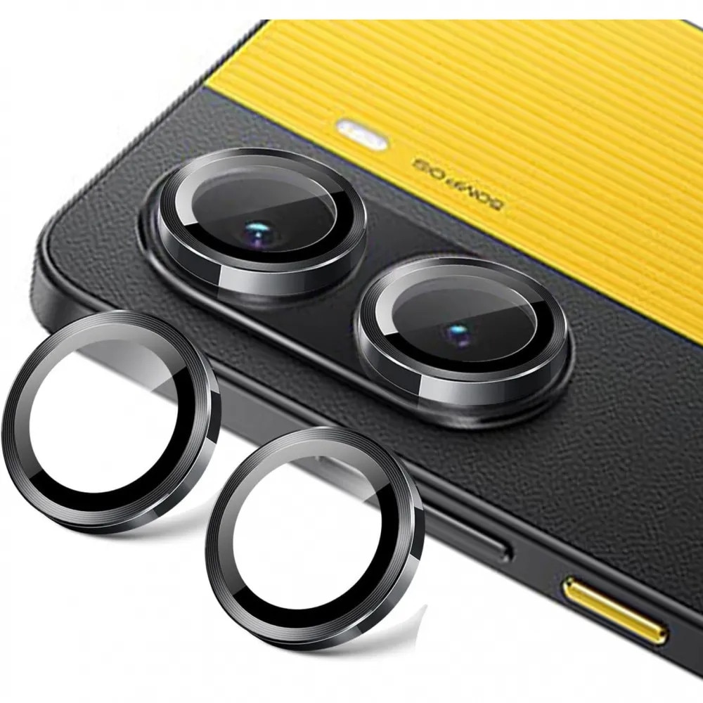 Folie protectie camera pentru Xiaomi Poco X7 Pro, aluminiu, negru, 0.33mm, 9H, antisoc