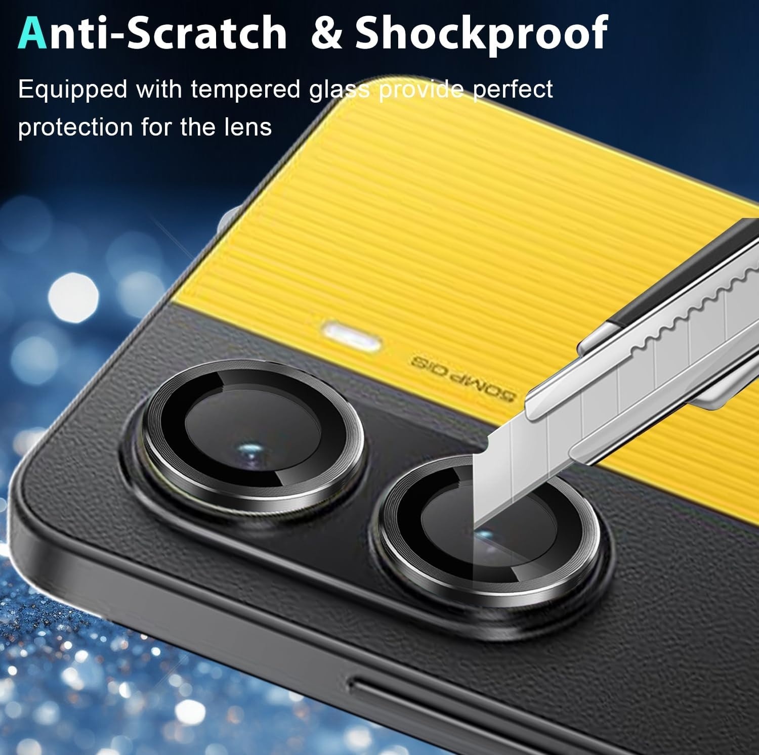 Folie protectie camera pentru Xiaomi Poco X7 Pro, aluminiu, negru, 0.33mm, 9H, antisoc