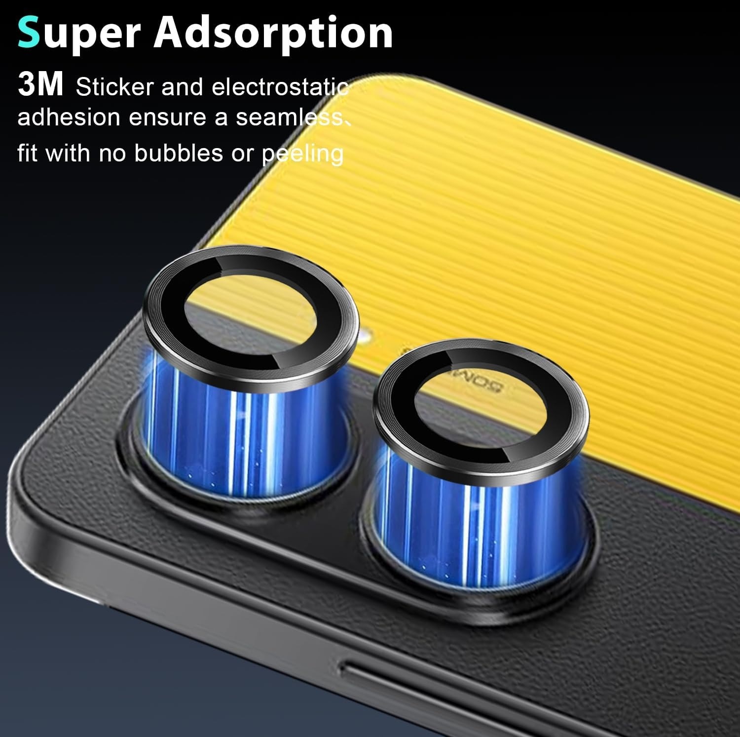 Folie protectie camera pentru Xiaomi Poco X7 Pro, aluminiu, negru, 0.33mm, 9H, antisoc