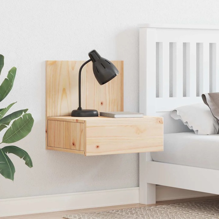 Set 2 noptiere, VidaXL, cu 1 sertar, maro, 42x32.5x40cm