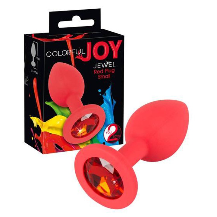 You2Toys anális dugó, piros, 7,2 cm x 0,9-2,7 cm, PU bevonatú szilikon, akrilkő