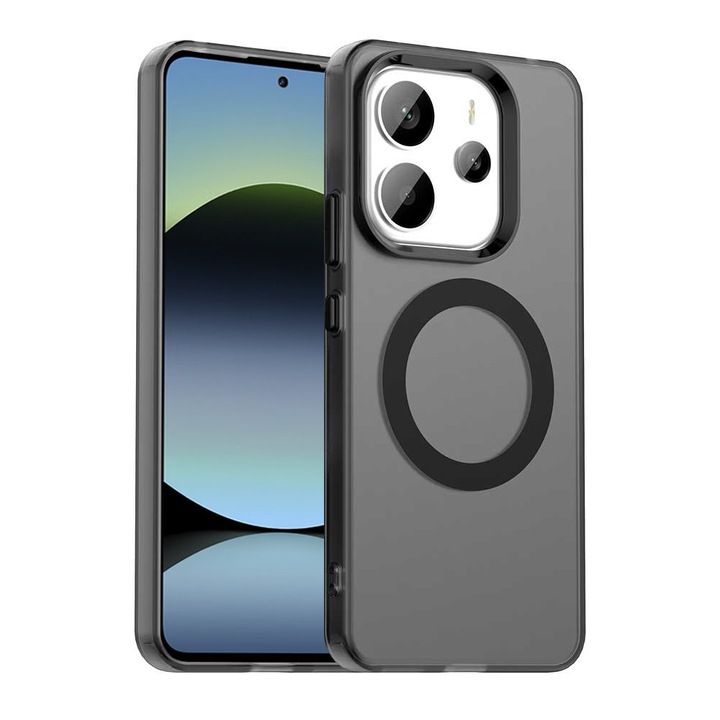 Калъф за Xiaomi Redmi Note 14 5G DaDen® CandyCase MagSafe, Удароустойчив, Безжично зареждане, Защитени бутони, Черен