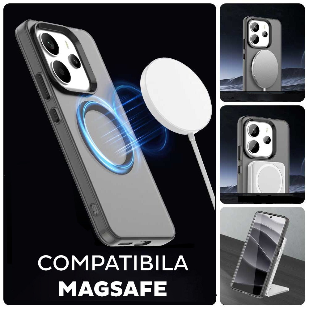Husa pentru Xiaomi Redmi Note 14 4G (Regional) DaDen® CandyCase MagSafe, Antisoc, Incarcare wireless, Butoane protejate, Negru