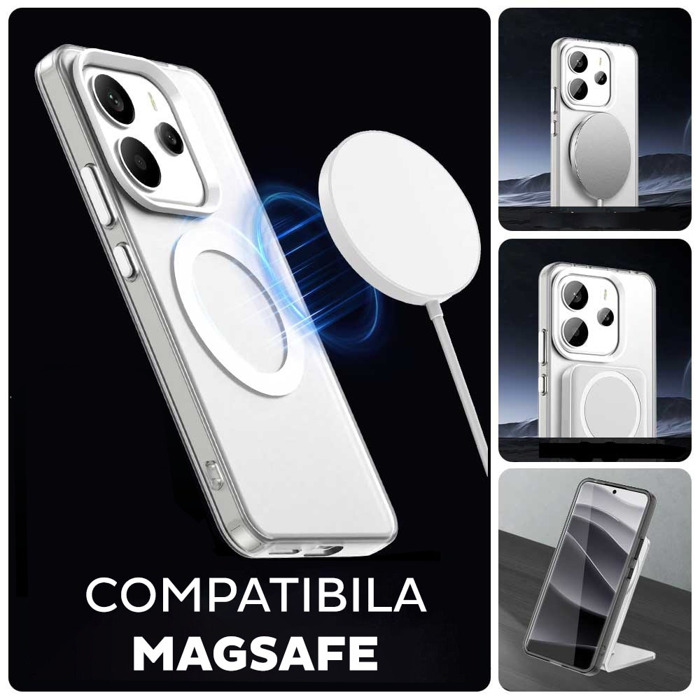 Husa pentru Xiaomi Redmi Note 14 4G (Regional) DaDen® CandyCase MagSafe, Antisoc, Incarcare wireless, Butoane protejate, Alb