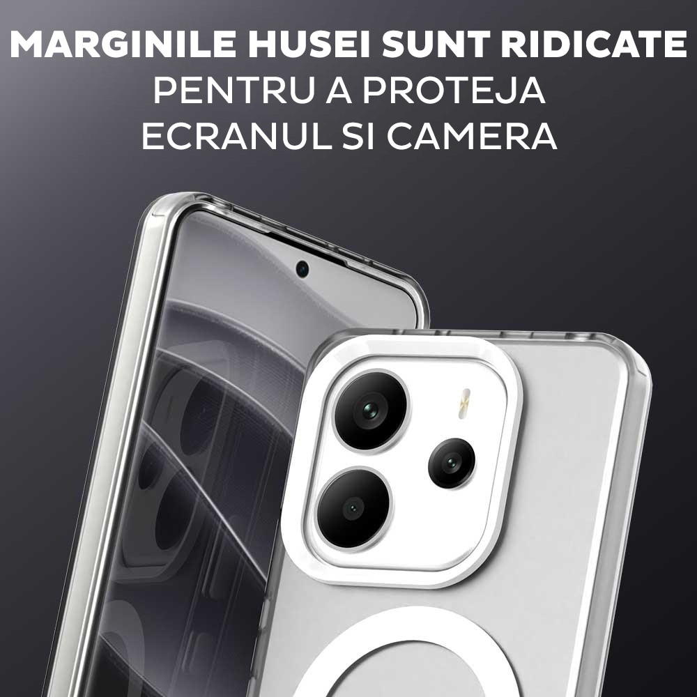 Husa pentru Xiaomi Redmi Note 14 4G (Regional) DaDen® CandyCase MagSafe, Antisoc, Incarcare wireless, Butoane protejate, Alb