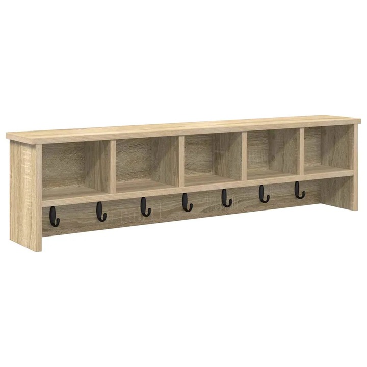 vidaXL Fali Kabáthorog polcokkal sonoma tölgy 100 x 16 x 26 cm Faanyag 874325