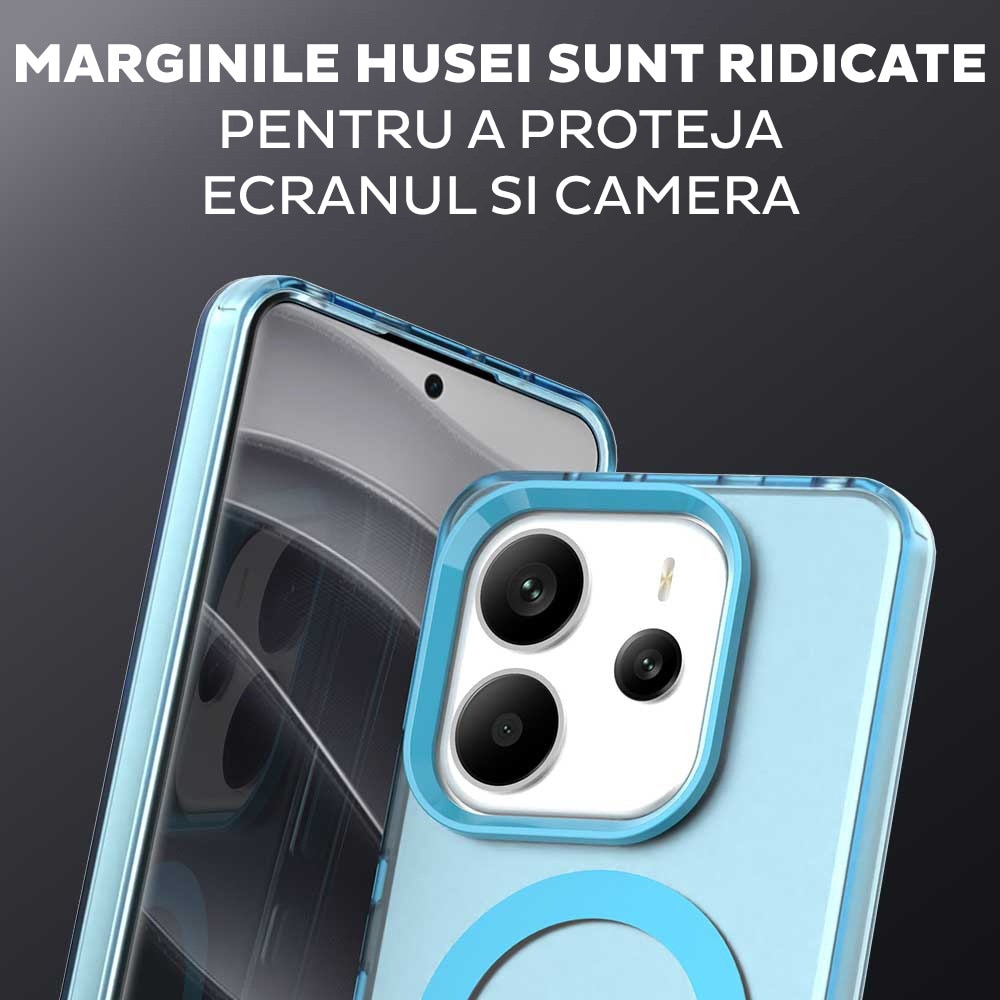 Husa pentru Xiaomi Redmi Note 14 4G (Regional) DaDen® CandyCase MagSafe, Antisoc, Incarcare wireless, Butoane protejate, Albastru