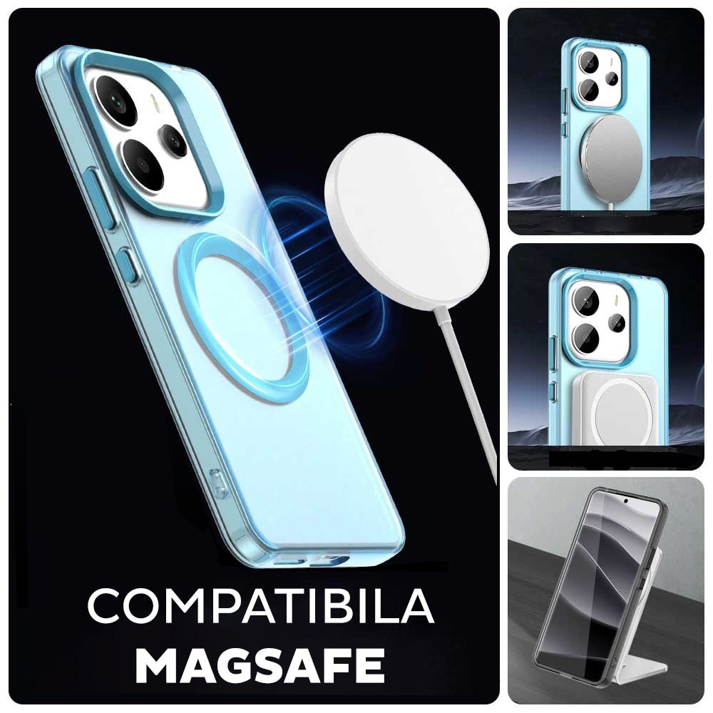 Husa pentru Xiaomi Redmi Note 14 4G (Regional) DaDen® CandyCase MagSafe, Antisoc, Incarcare wireless, Butoane protejate, Albastru