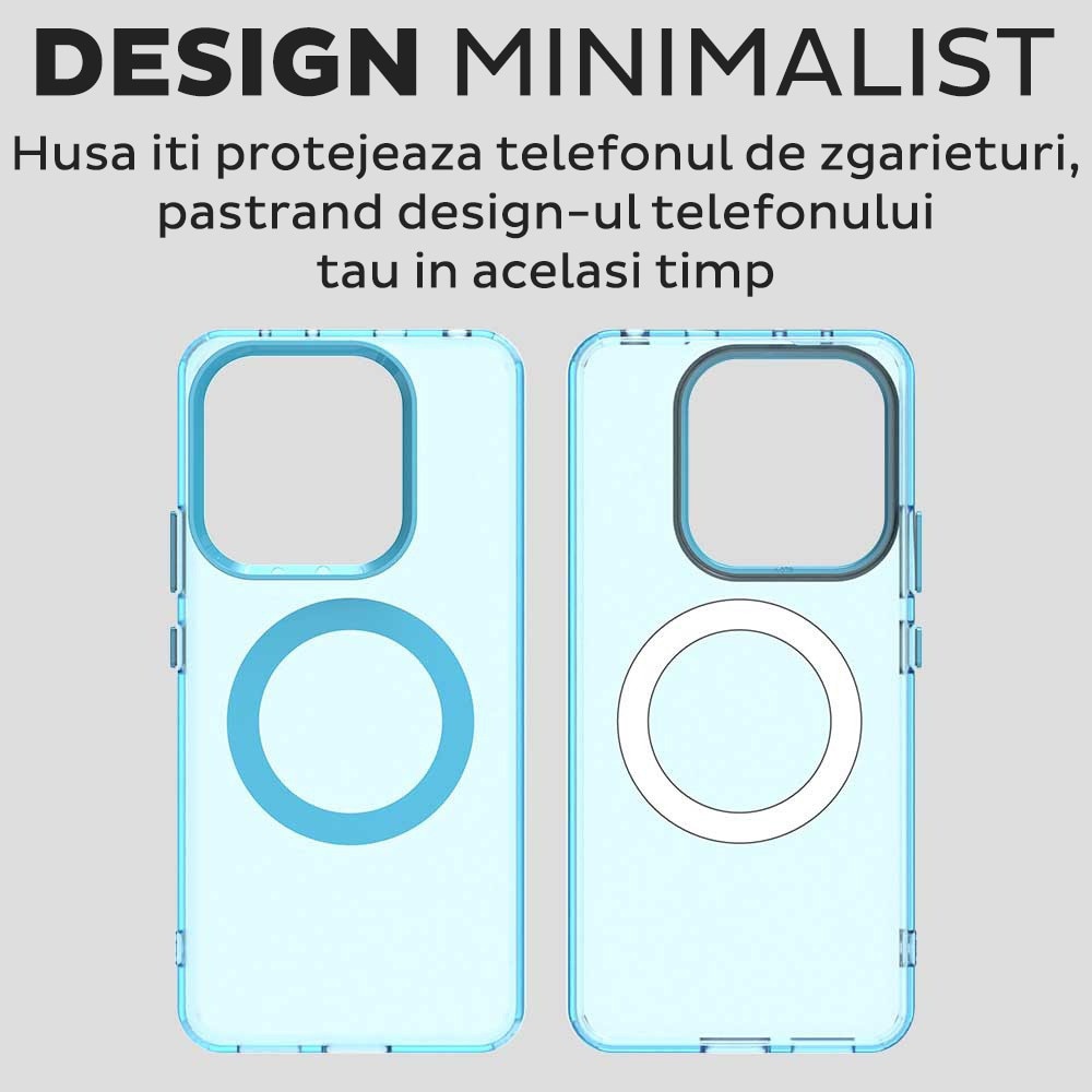 Husa pentru Xiaomi Redmi Note 14 4G (Regional) DaDen® CandyCase MagSafe, Antisoc, Incarcare wireless, Butoane protejate, Albastru