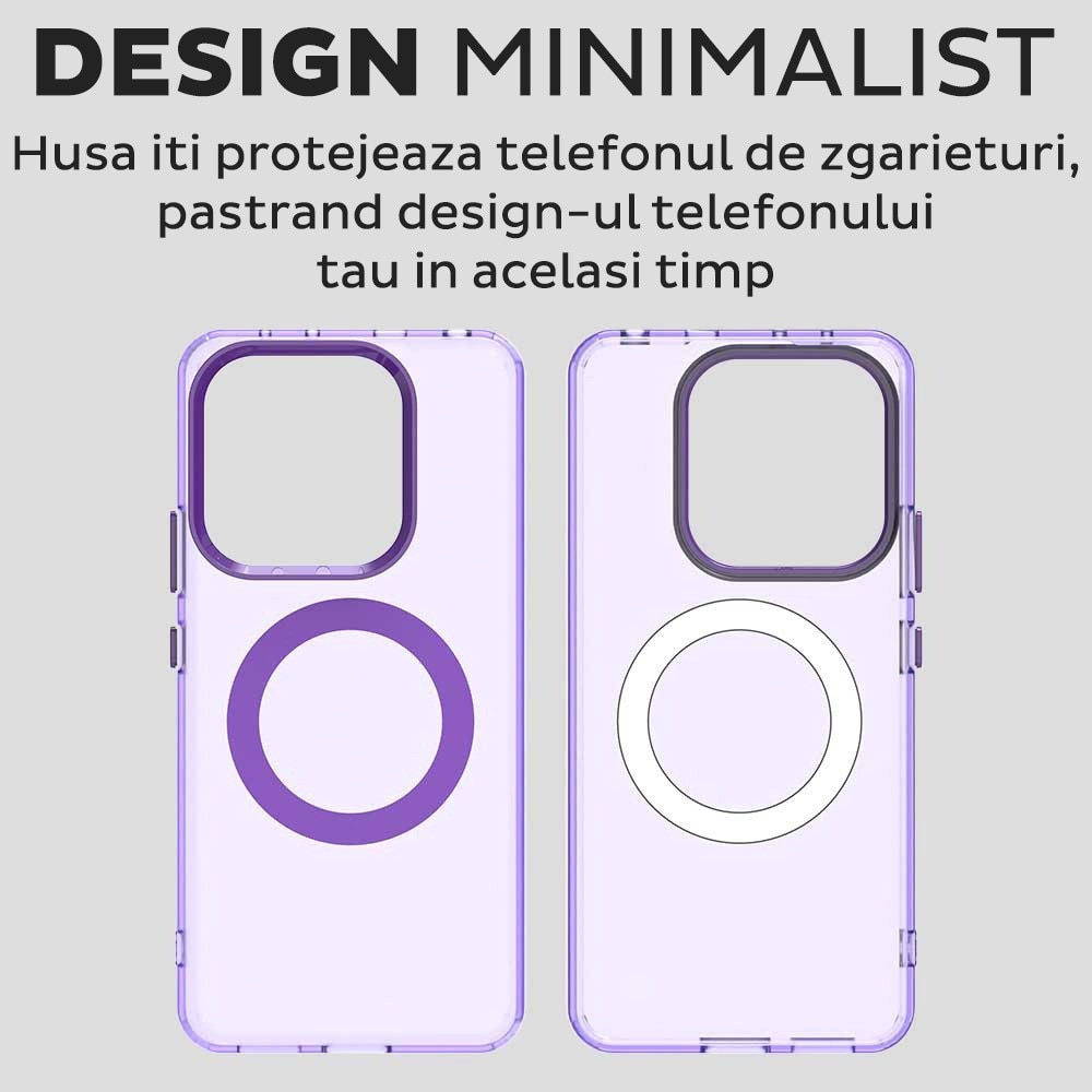 Husa pentru Xiaomi Redmi Note 14 4G (Regional) DaDen® CandyCase MagSafe, Antisoc, Incarcare wireless, Butoane protejate, Mov