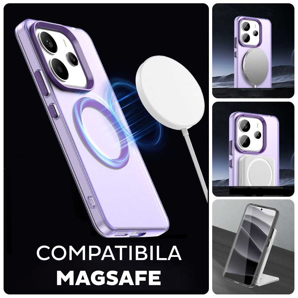 Husa pentru Xiaomi Redmi Note 14 4G (Regional) DaDen® CandyCase MagSafe, Antisoc, Incarcare wireless, Butoane protejate, Mov