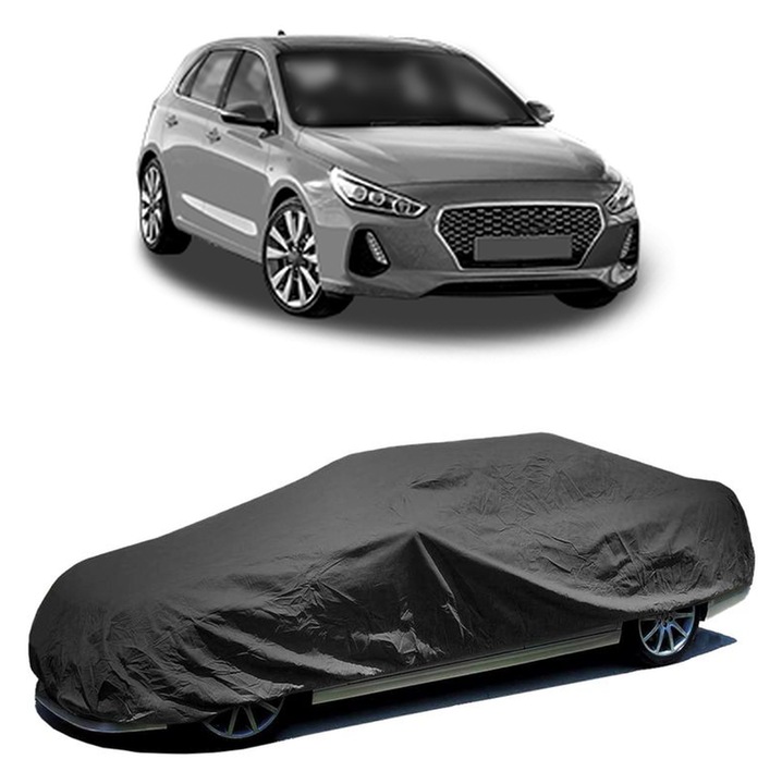 Husa auto, CarPassion, pentru Hyundai i30 Hatchback Van, impermeabilă, rezistentă la intemperii, neagră