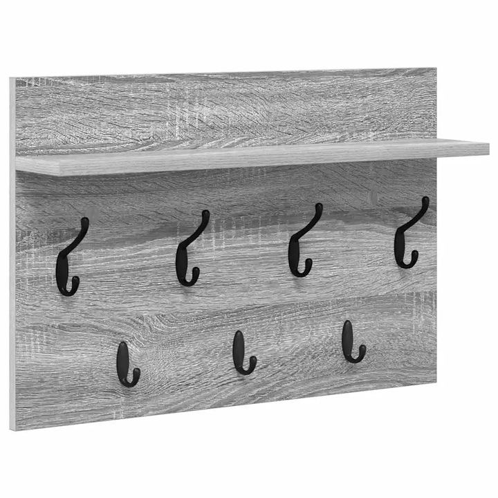 vidaXL Fali Kabáthorog polcokkal Szürke Sonoma 60 x 40 x 12 cm Faanyag 874432