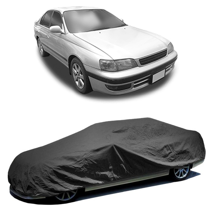 Husa tip prelata auto pentru TOYOTA CORONA Hatchback (_T19_) 1992 - 1996, culoare negru, material textil impermeabil, rezistanta la intemperii praf UV, CARPASSION Husa Protectie