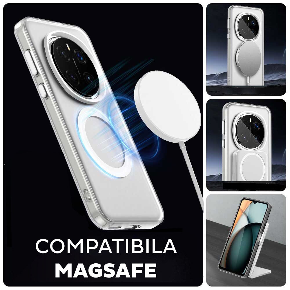 Husa pentru Honor Magic 7 Pro DaDen® CandyCase MagSafe, Antisoc, Incarcare wireless, Butoane protejate, Alb