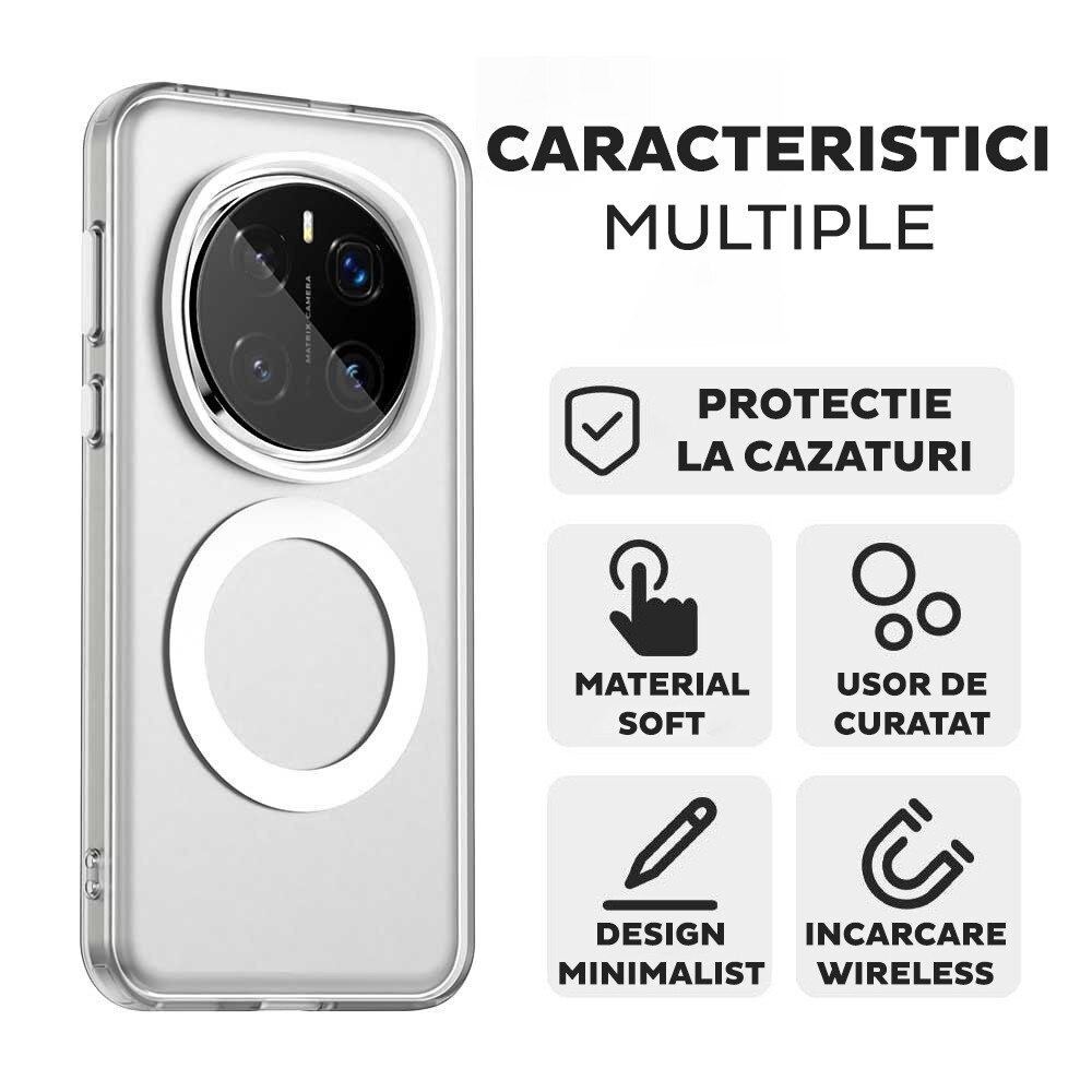 Husa pentru Honor Magic 7 Pro DaDen® CandyCase MagSafe, Antisoc, Incarcare wireless, Butoane protejate, Alb