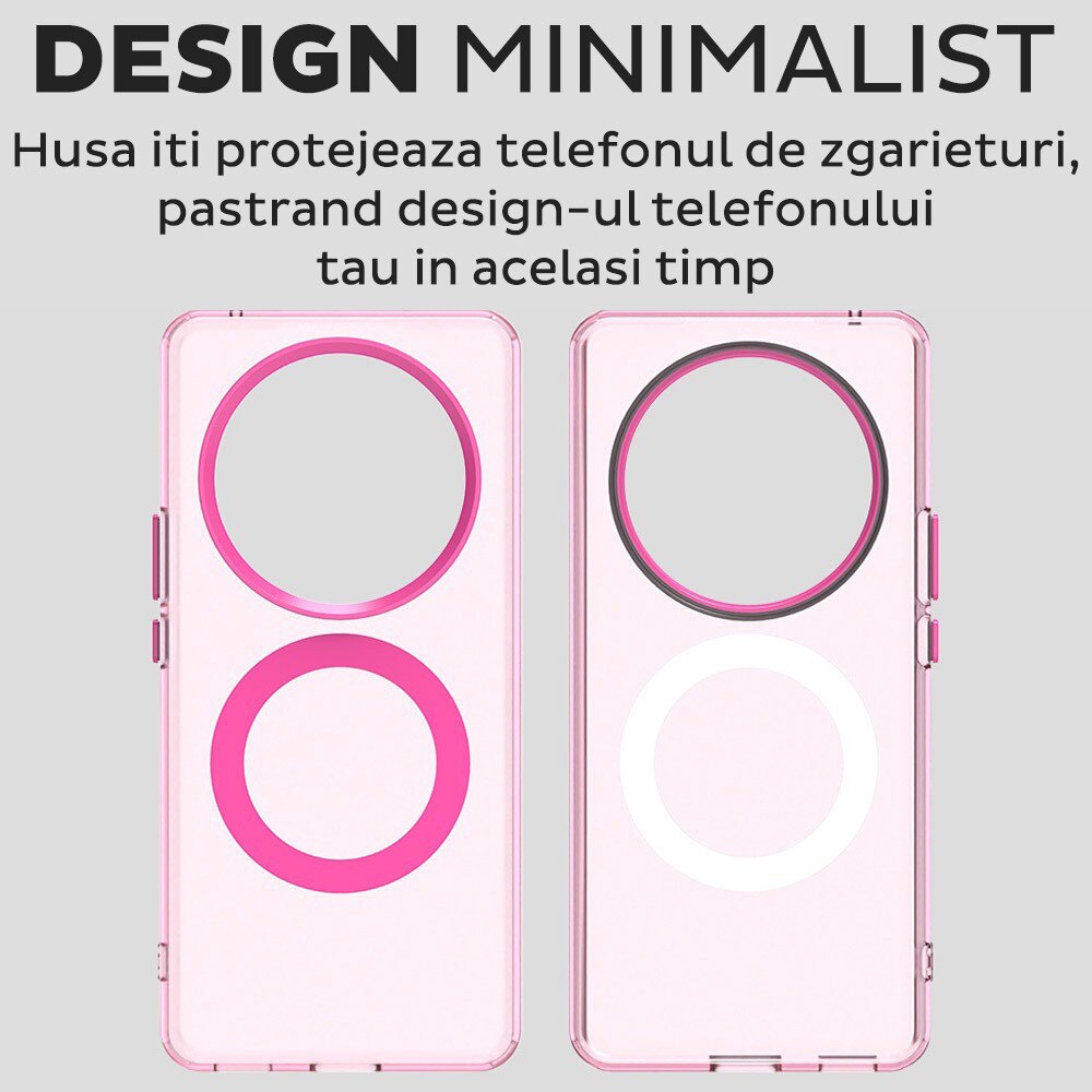 Husa pentru Honor Magic 6 Lite DaDen® CandyCase MagSafe, Antisoc, Incarcare wireless, Butoane protejate, Roz
