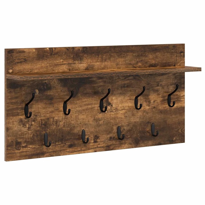vidaXL Fali Kabáthorog polcokkal Füstölt tölgy 80 x 40 x 12 cm Faanyag 874439