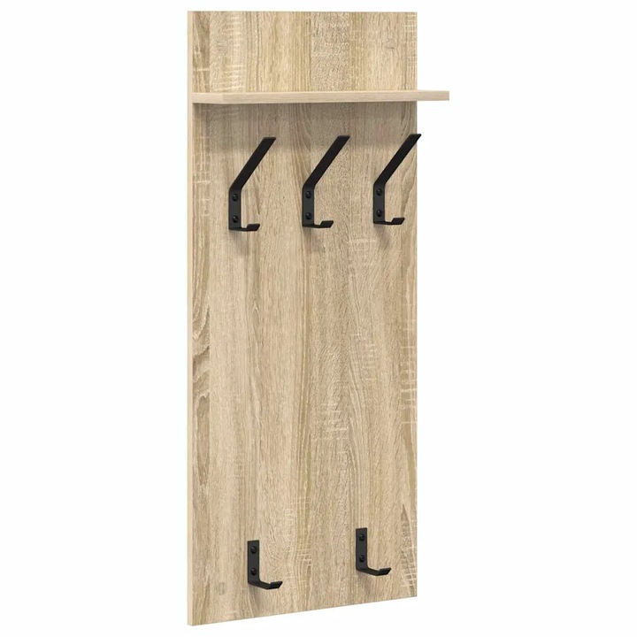 vidaXL Fali Kabáthorog polcokkal Sonoma tölgy 40 x 10 x 90 cm Faanyag 874453