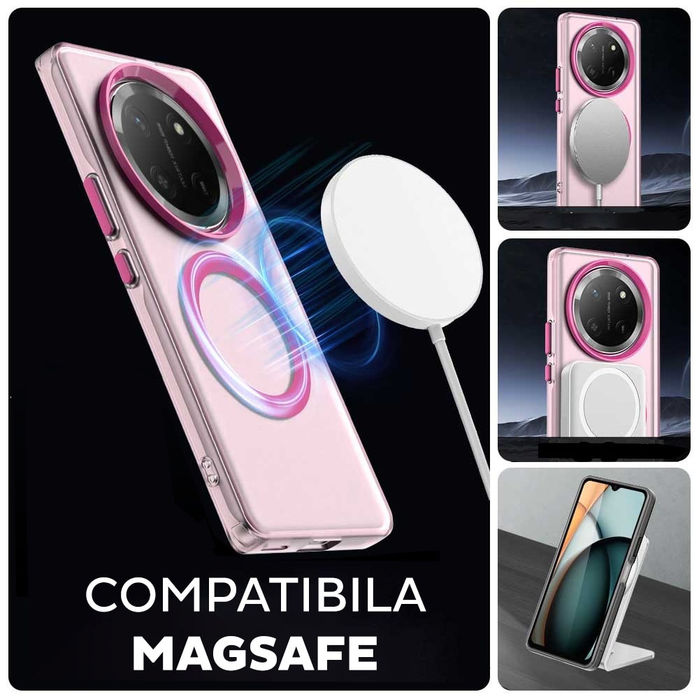 Husa pentru Honor Magic 7 Lite / X9c DaDen® CandyCase MagSafe, Antisoc, Incarcare wireless, Butoane protejate, Roz