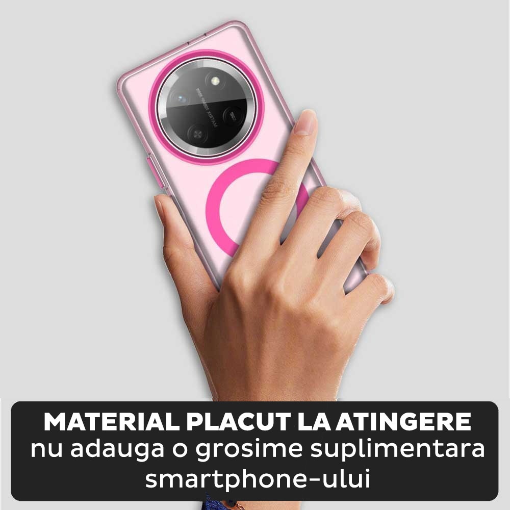 Husa pentru Honor Magic 7 Lite / X9c DaDen® CandyCase MagSafe, Antisoc, Incarcare wireless, Butoane protejate, Roz