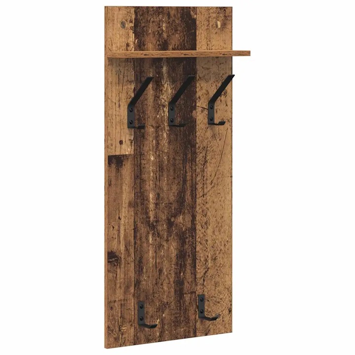 vidaXL Fali Kabáthorog polcokkal Öreg fa 40 x 10 x 90 cm Faanyag 874457