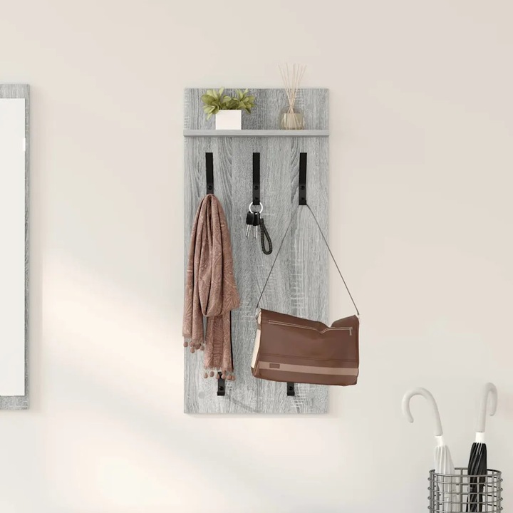 Cuiere montat pe perete, VidaXL, gri, 10x30x60cm