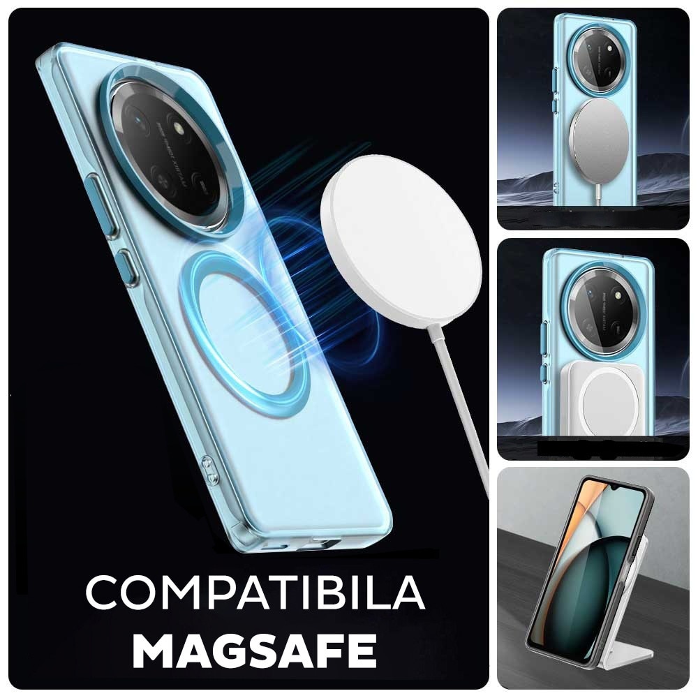 Husa pentru Honor Magic 7 Lite / X9c DaDen® CandyCase MagSafe, Antisoc, Incarcare wireless, Butoane protejate, Albastru