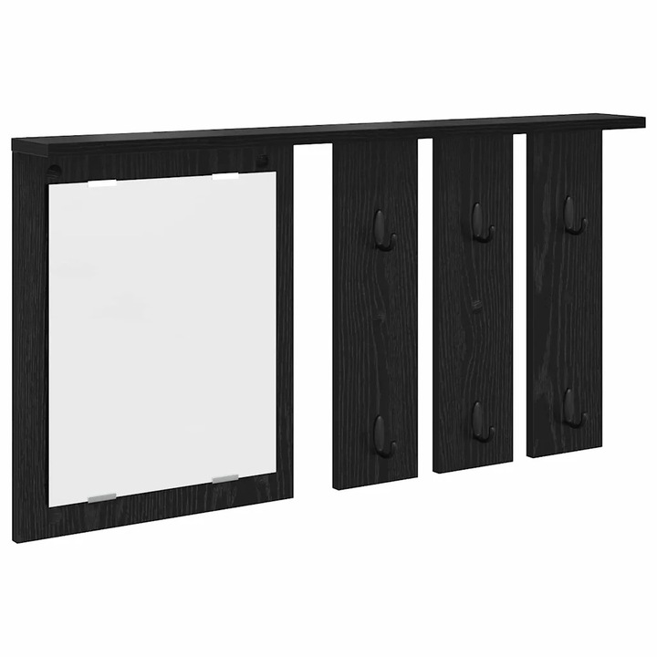 vidaXL Fali Kabáthorog polcokkal Musta tammi 85 x 10 x 45 cm Faanyag 874484