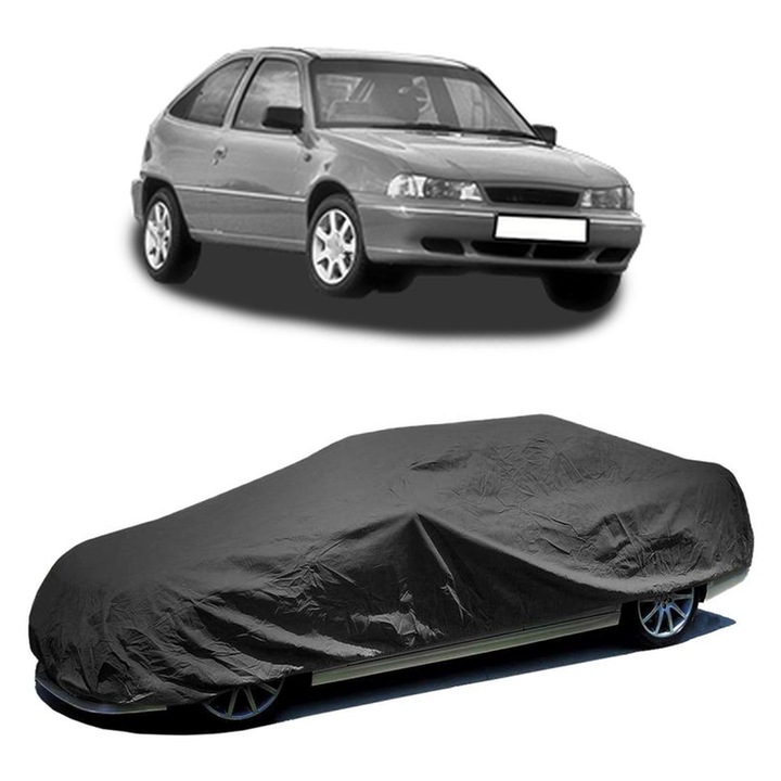 Husa tip prelata auto pentru DAEWOO NEXIA 1995 - 1997, culoare negru, material textil impermeabil, rezistanta la intemperii praf UV, CARPASSION Husa Protectie