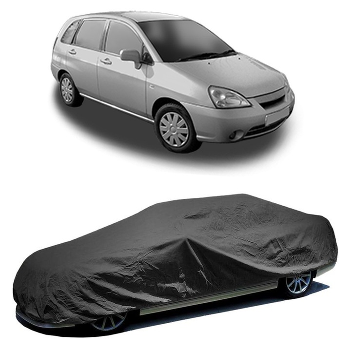 Husa tip prelata auto pentru SUZUKI LIANA Hatchback 2001 - 2007, culoare negru, material textil impermeabil, rezistanta la intemperii praf UV, CARPASSION Husa Protectie