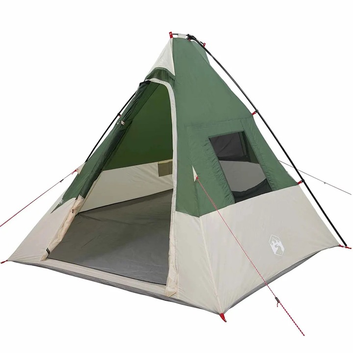 vidaXL Tipi sátor tetővel tárolóval Zöld 383 x 338 x 217 cm taft 42001166