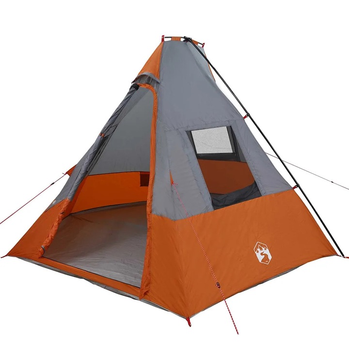 vidaXL Tipi sátor tetővel Szürke és narancs 383 x 338 x 217 cm taft 42001168