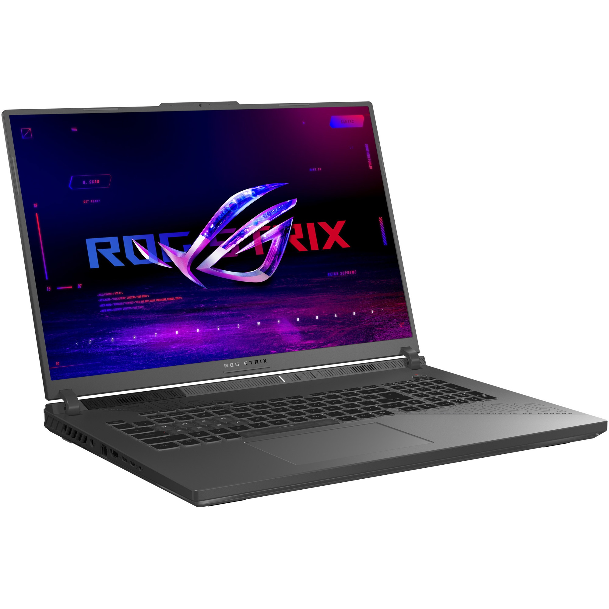 Laptop Gaming ASUS ROG Strix G18 G814PP cu procesor AMD Ryzen™ 9 8940HX pana la 5.3GHz, 18'', Full HD+, WUXGA, IPS, 144Hz, 32GB DDR5 RAM, 1TB SSD, NVIDIA® GeForce RTX™ 5070 8GB GDDR7, No OS, Eclipse Gray