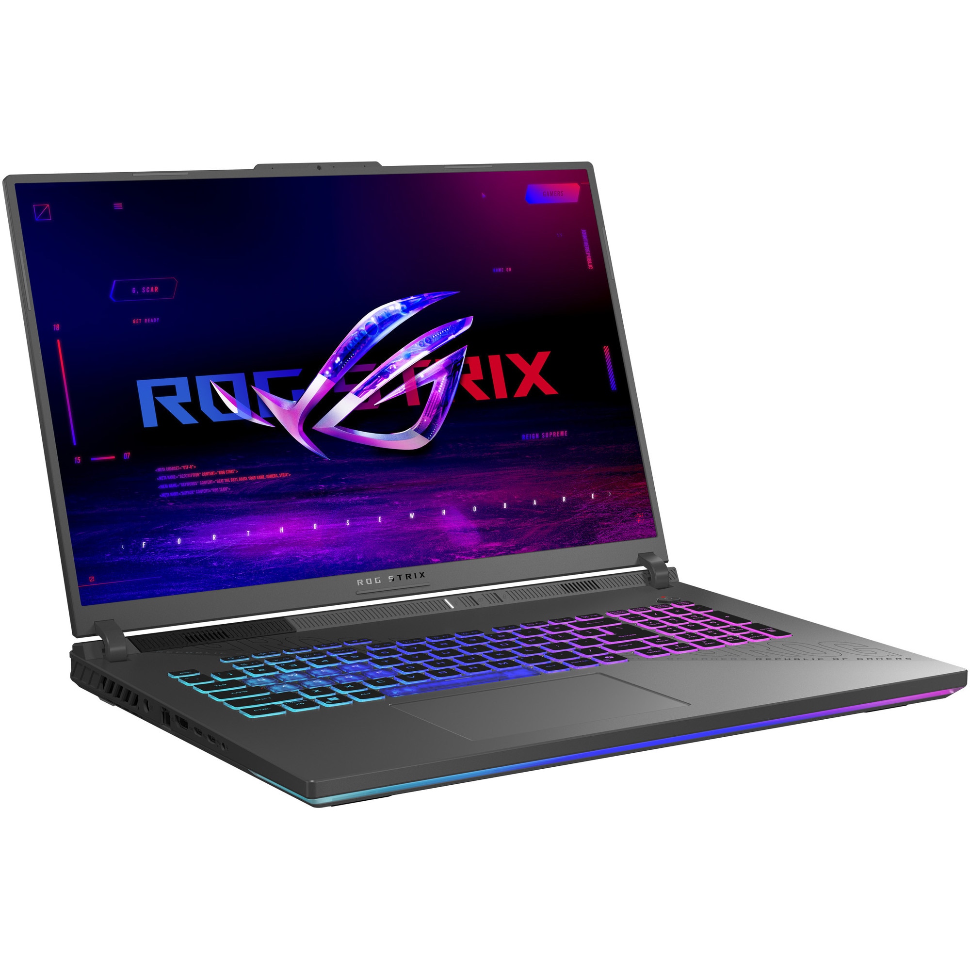 Laptop Gaming ASUS ROG Strix G18 G814PP cu procesor AMD Ryzen™ 9 8940HX pana la 5.3GHz, 18'', Full HD+, WUXGA, IPS, 144Hz, 32GB DDR5 RAM, 1TB SSD, NVIDIA® GeForce RTX™ 5070 8GB GDDR7, No OS, Eclipse Gray