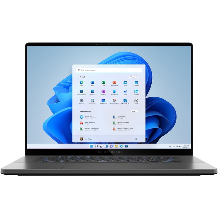 Laptop Gaming ROG Zephyrus G16 GA605KP cu procesor AMD Ryzen™ AI 7 350 pana la 5.0GHz, 16'', 2.5K, WQXGA, OLED, 240Hz, 32GB LPDDR5X RAM, 1TB SSD, NVIDIA® GeForce RTX™ 5070 8GB GDDR7, Windows 11 Pro, Eclipse Gray