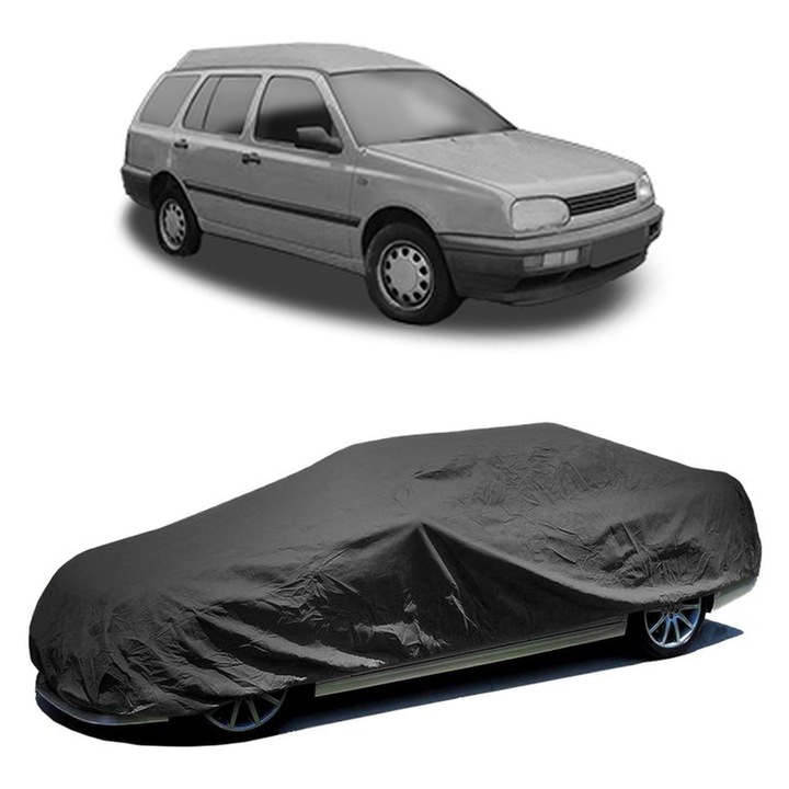 Husa tip prelata auto pentru Volkswagen Golf III Van (1H1) 1991 - 1997, culoare negru, material textil impermeabil, rezistanta la intemperii praf UV, CARPASSION Husa Protectie
