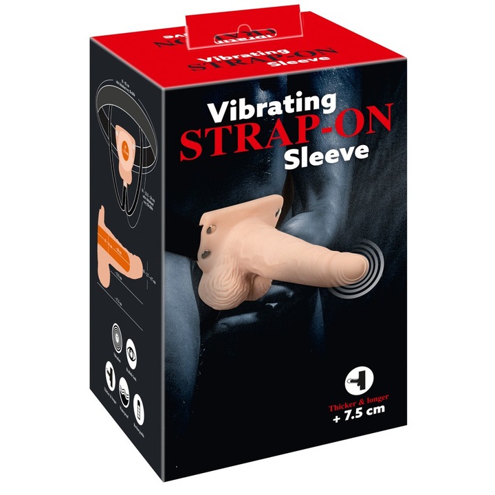 Вибратор Strap-On, You2Toys, 7 режима на вибрация, водоустойчив, 17,5 см x 4,7 см, комплект с USB кабел