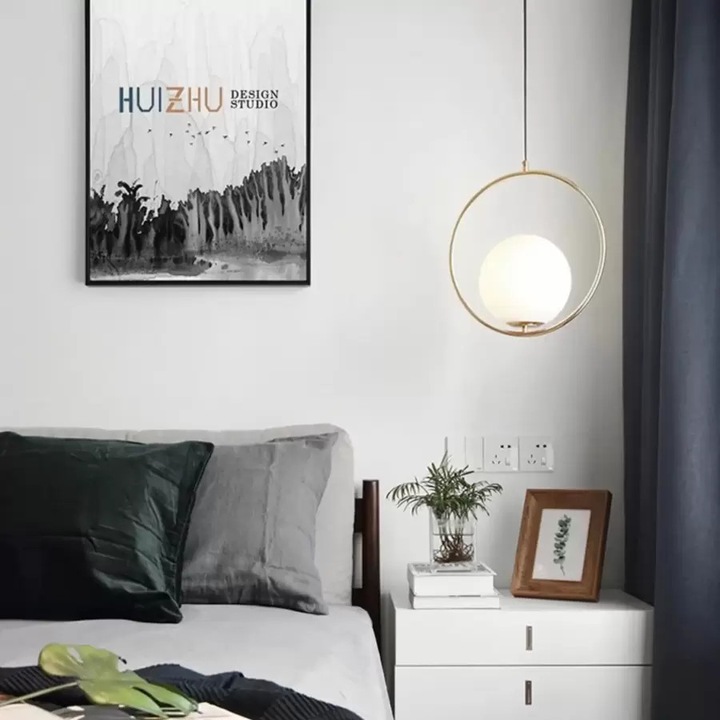 Lustra Alessandro DESIGN LOFT Haven, 1*E27, Alb, Diametru 25cm, Inaltime Reglabila 100cm