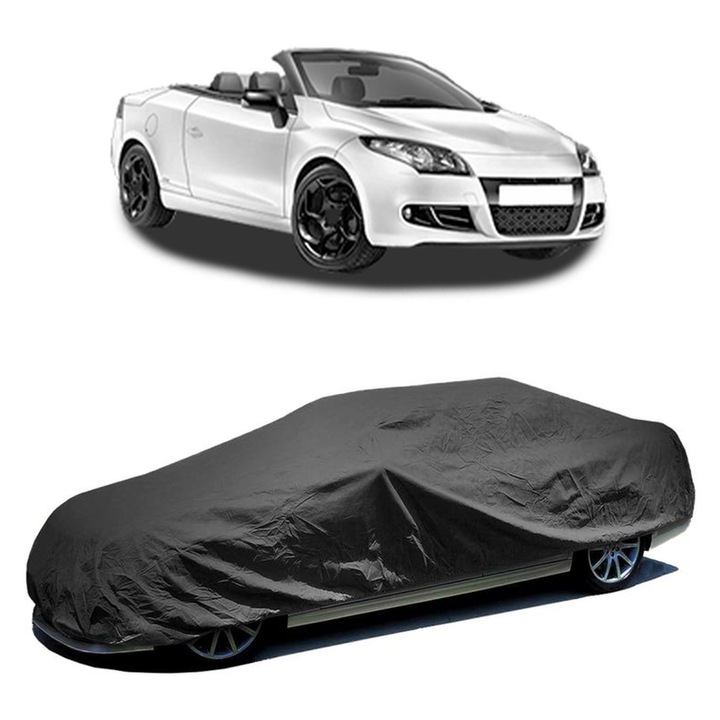 Husa tip prelata auto pentru RENAULT MEGANE CC (EZ0/1_) 2010 - 2015, culoare negru, material textil impermeabil, rezistanta la intemperii praf UV, CARPASSION Husa Protectie