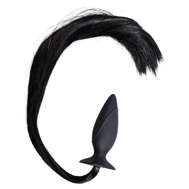 You2Toys anális dugó, póni modell, 12,5 cm, 2-4 cm, fekete, 50 cm-es farokkal