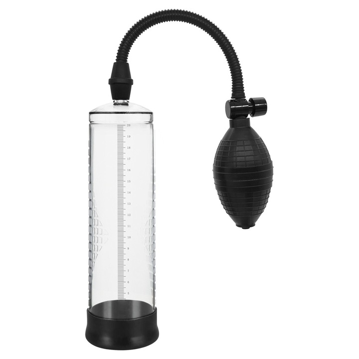 Секс помпа Powerpump от серия B, силикон/ABS, черна и прозрачна, удобен размер