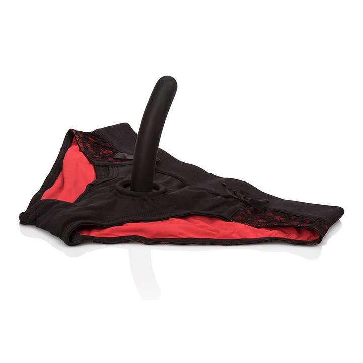 Чорапогащник за анална играчка, CalExotics, силикон, червен/черен, размер S/M